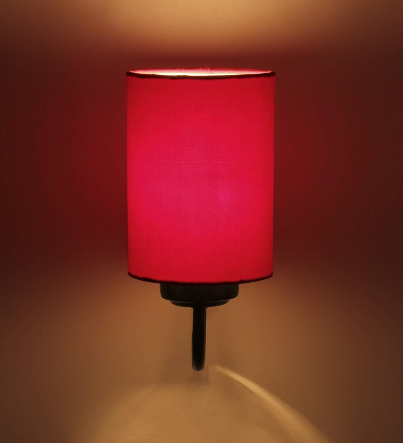 Red Cotton Wall Mounted lamp with Black Base