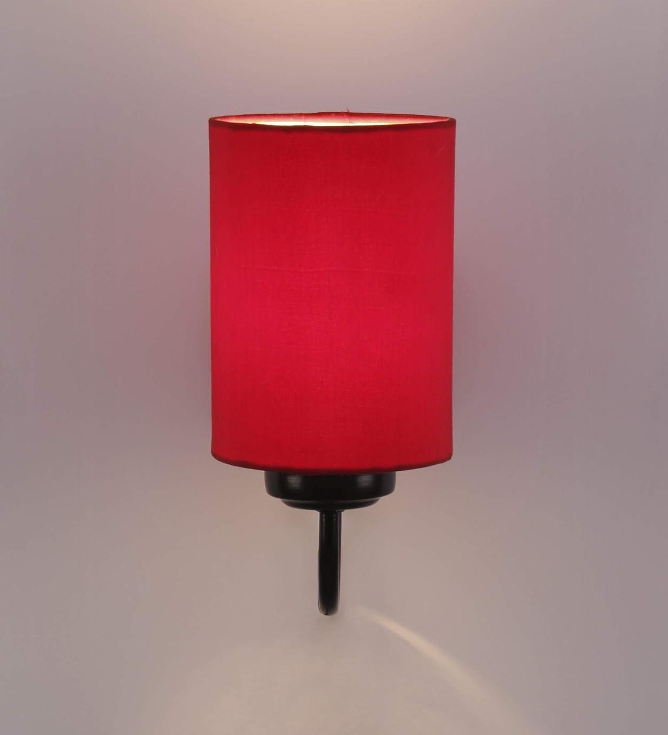 Red Cotton Wall Mounted lamp with Black Base