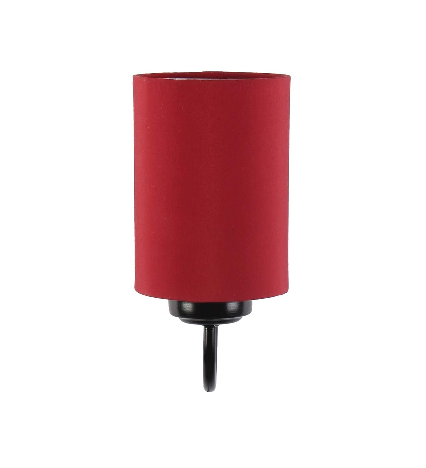 Red Cotton Wall Mounted lamp with Black Base