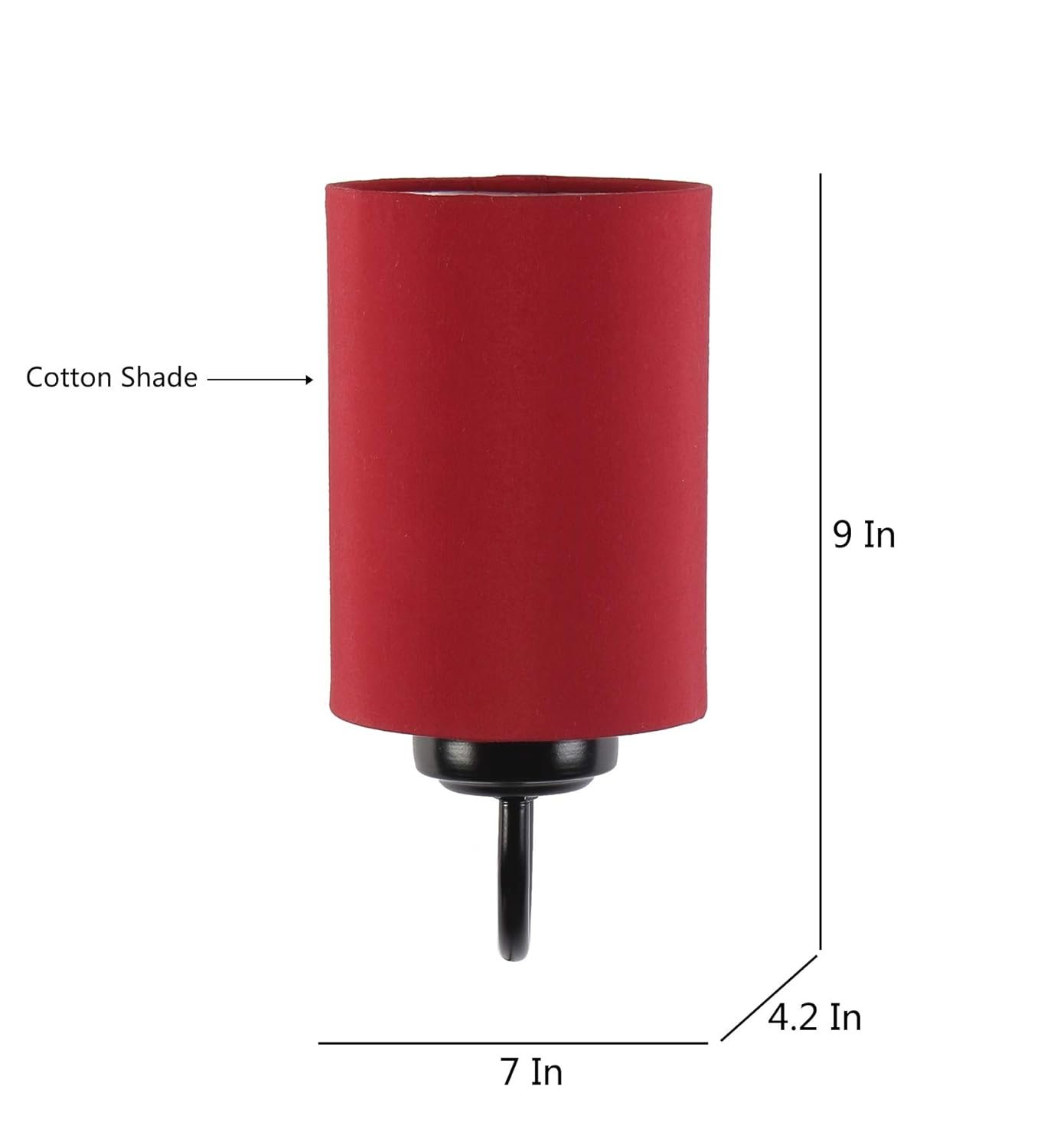 Red Cotton Wall Mounted lamp with Black Base