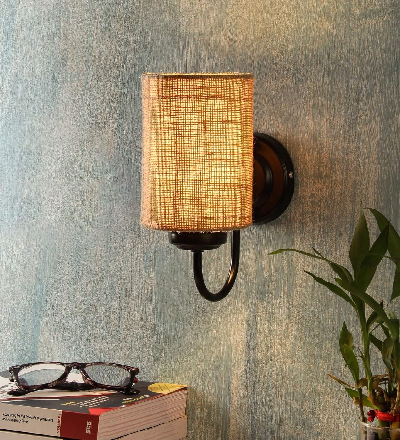 Beige Jute Wall Mounted Lamp