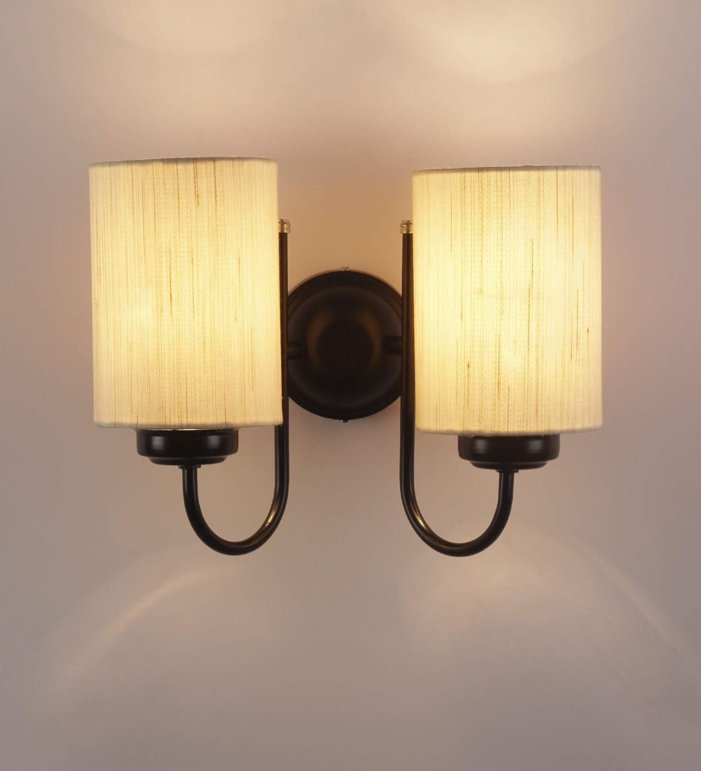Off White Cotton Double Wall Mounted Lamp