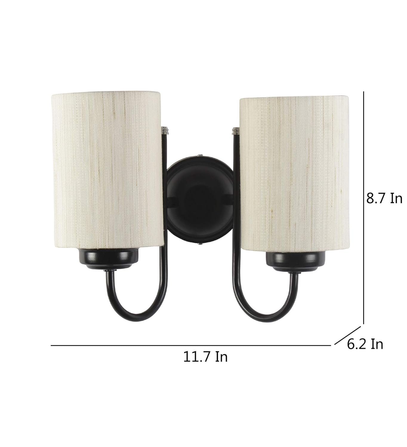 Off White Cotton Double Wall Mounted Lamp