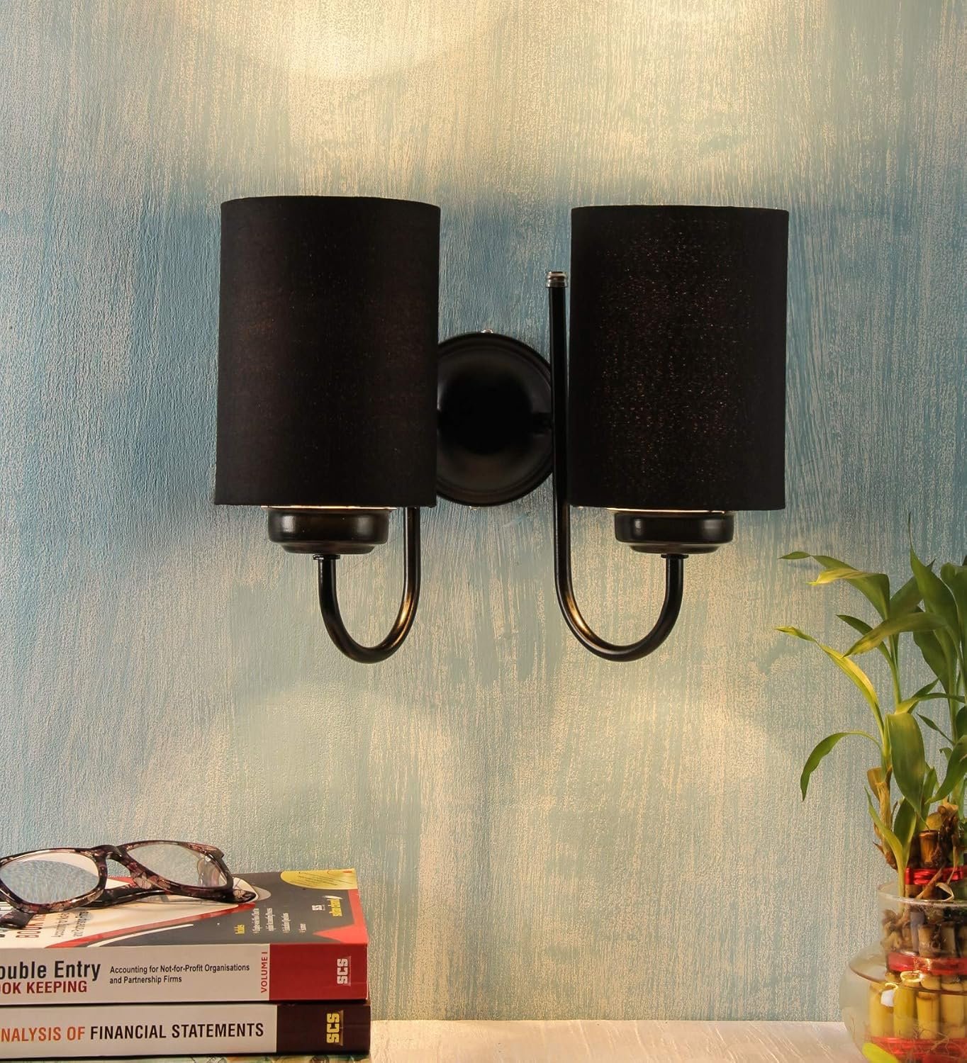 Black Cotton Double Wall Mounted Lamp