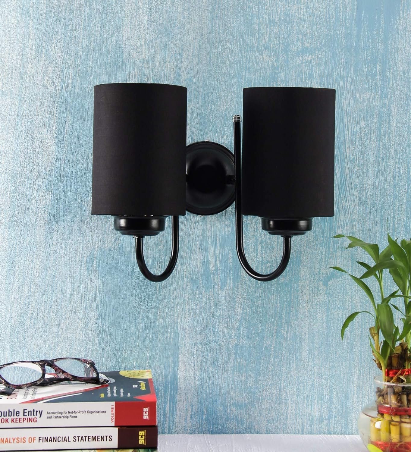 Black Cotton Double Wall Mounted Lamp