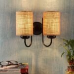 Beige Jute Double Wall Mounted Lamp