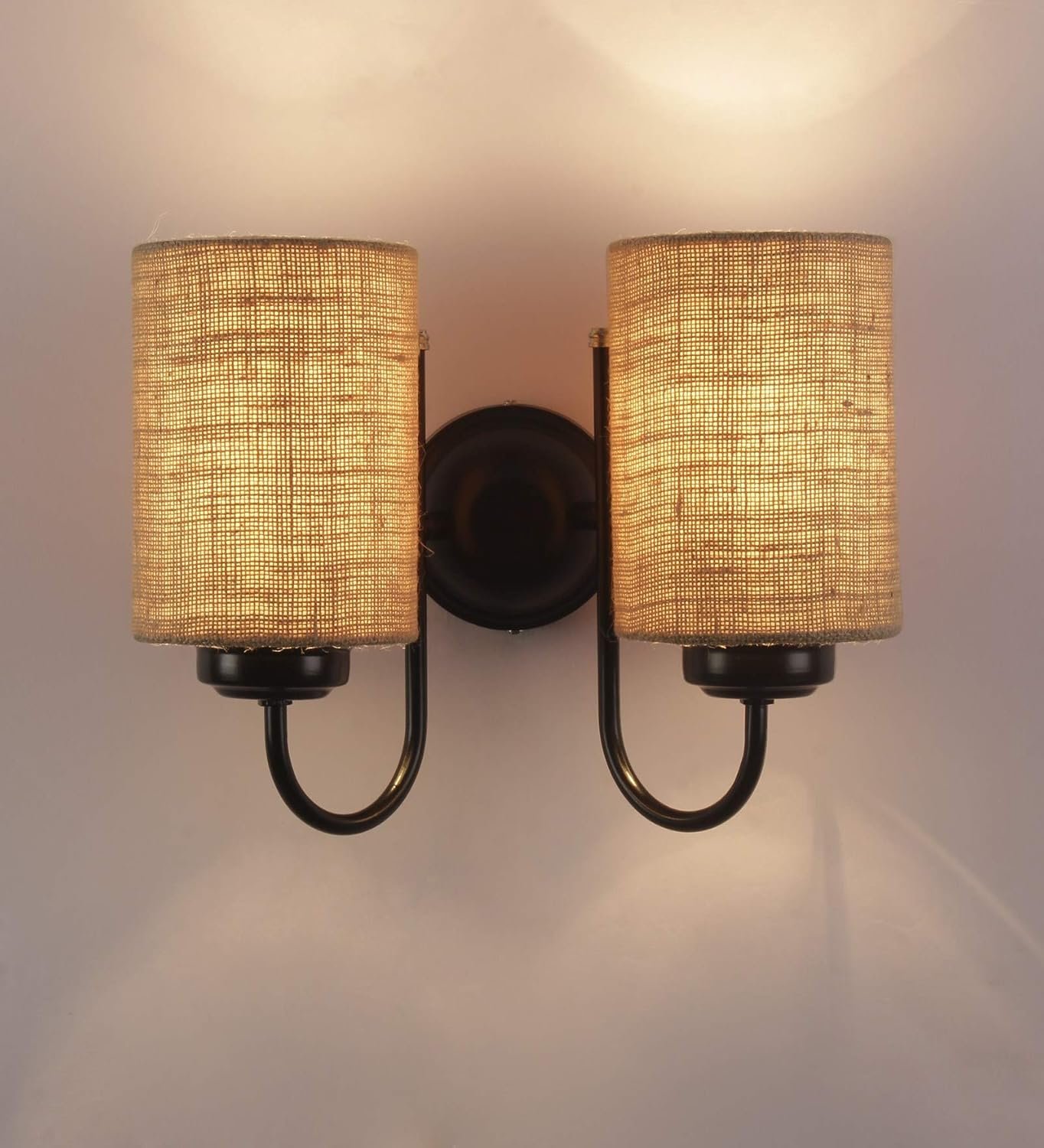Beige Jute Double Wall Mounted Lamp