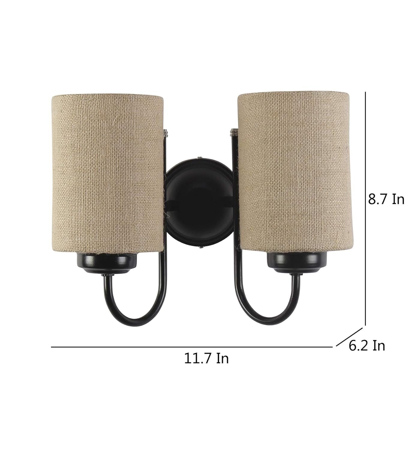 Beige Jute Double Wall Mounted Lamp