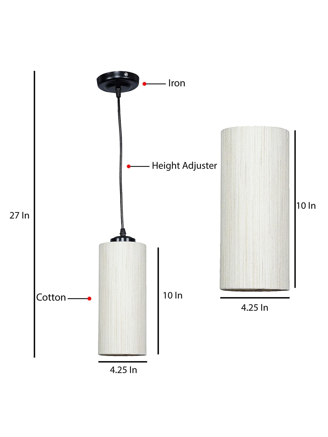 Off-White Cotton Cylindrical Hanging Lamp (SH01)