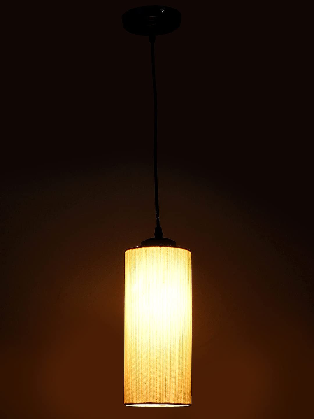 Off-White Cotton Cylindrical Hanging Lamp (SH01)