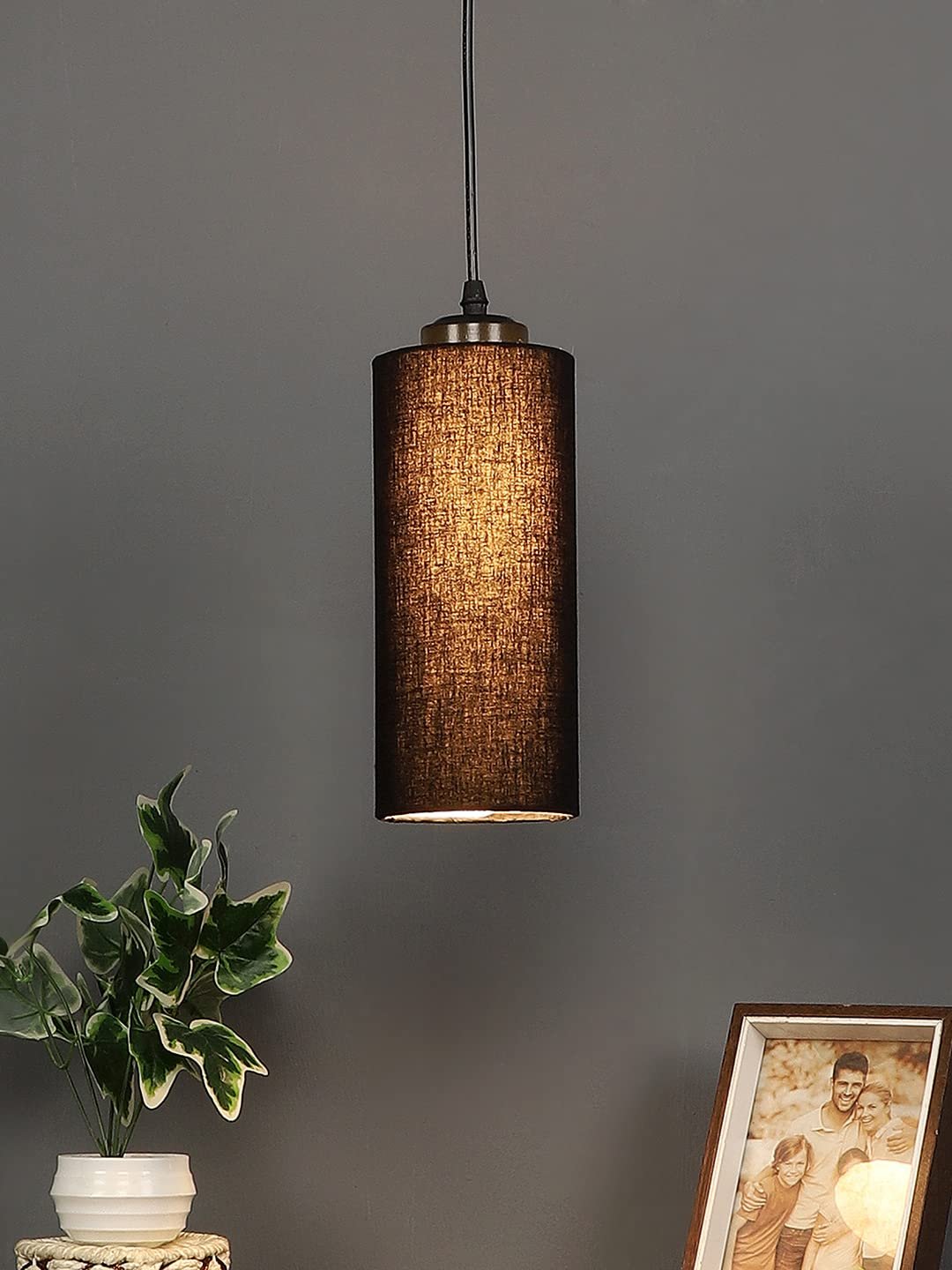 Black Cotton Cylindrical Hanging Lamp (SH02)