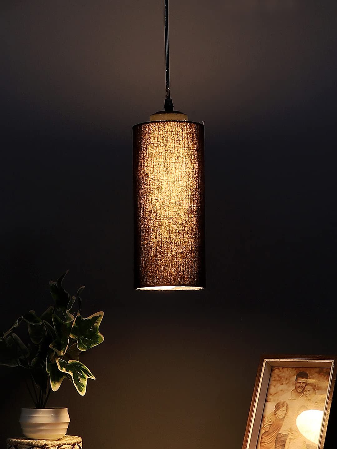 Black Cotton Cylindrical Hanging Lamp (SH02)