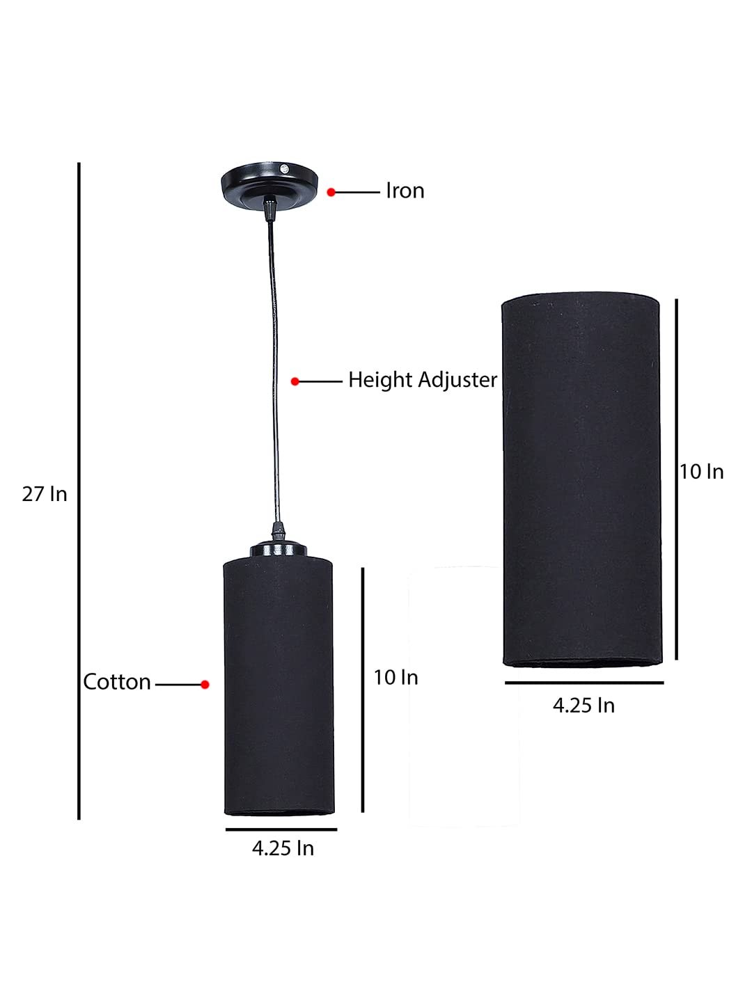 Black Cotton Cylindrical Hanging Lamp (SH02)