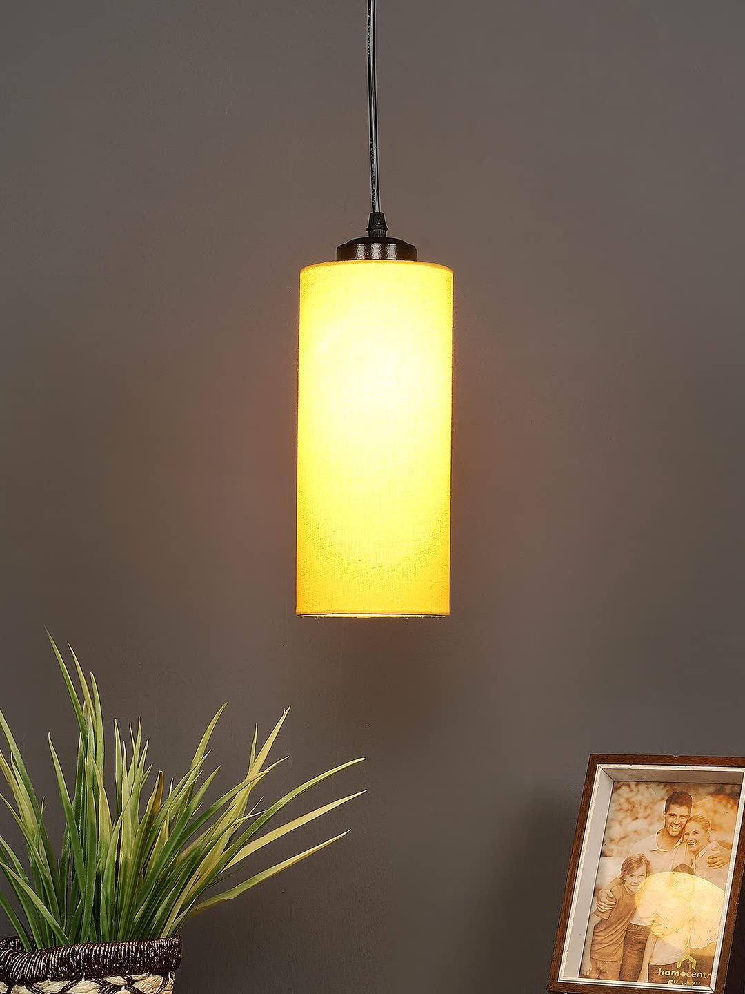 Yellow Cotton Cylindrical Hanging Lamp (SH)