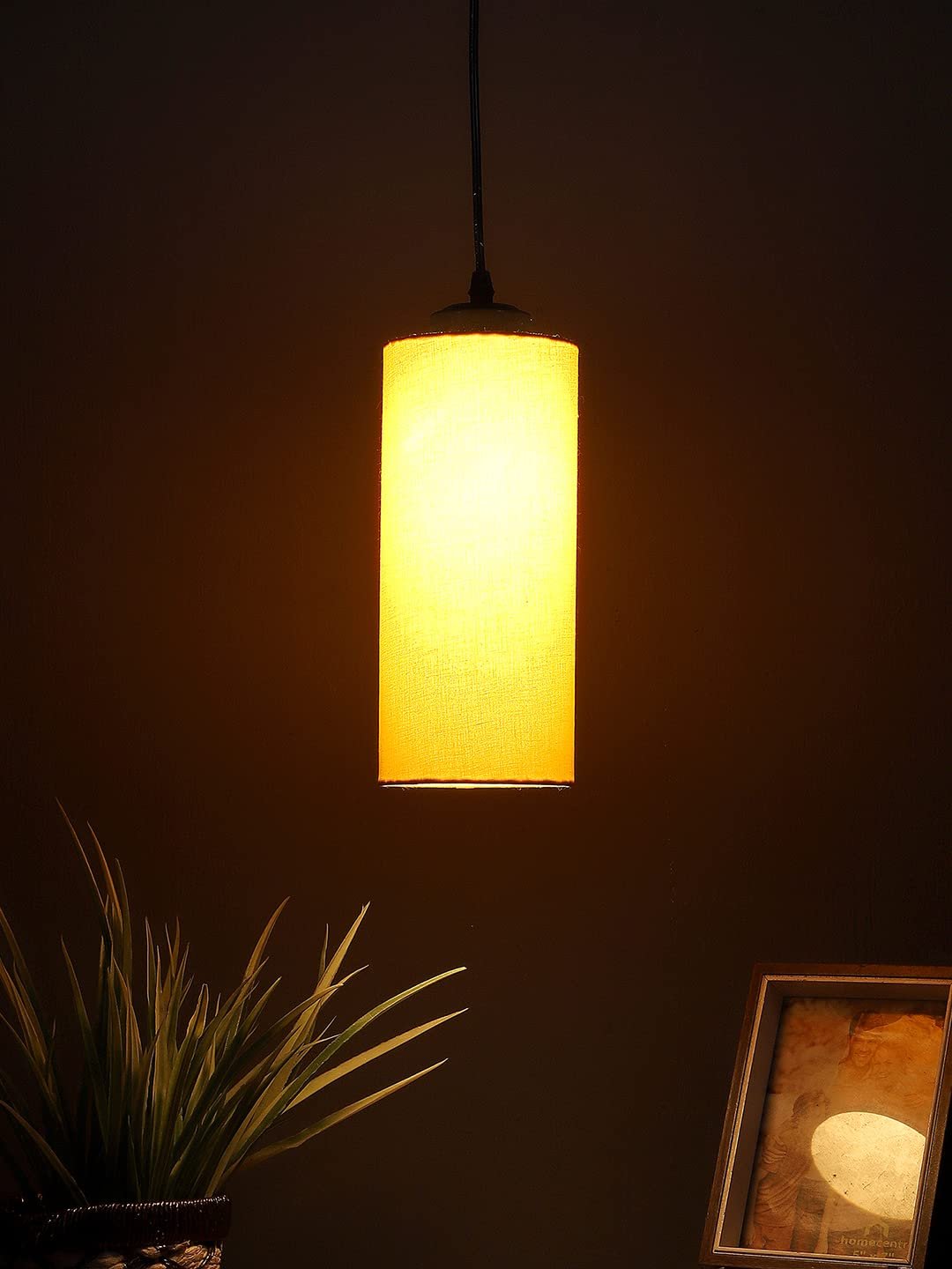 Yellow Cotton Cylindrical Hanging Lamp (SH)
