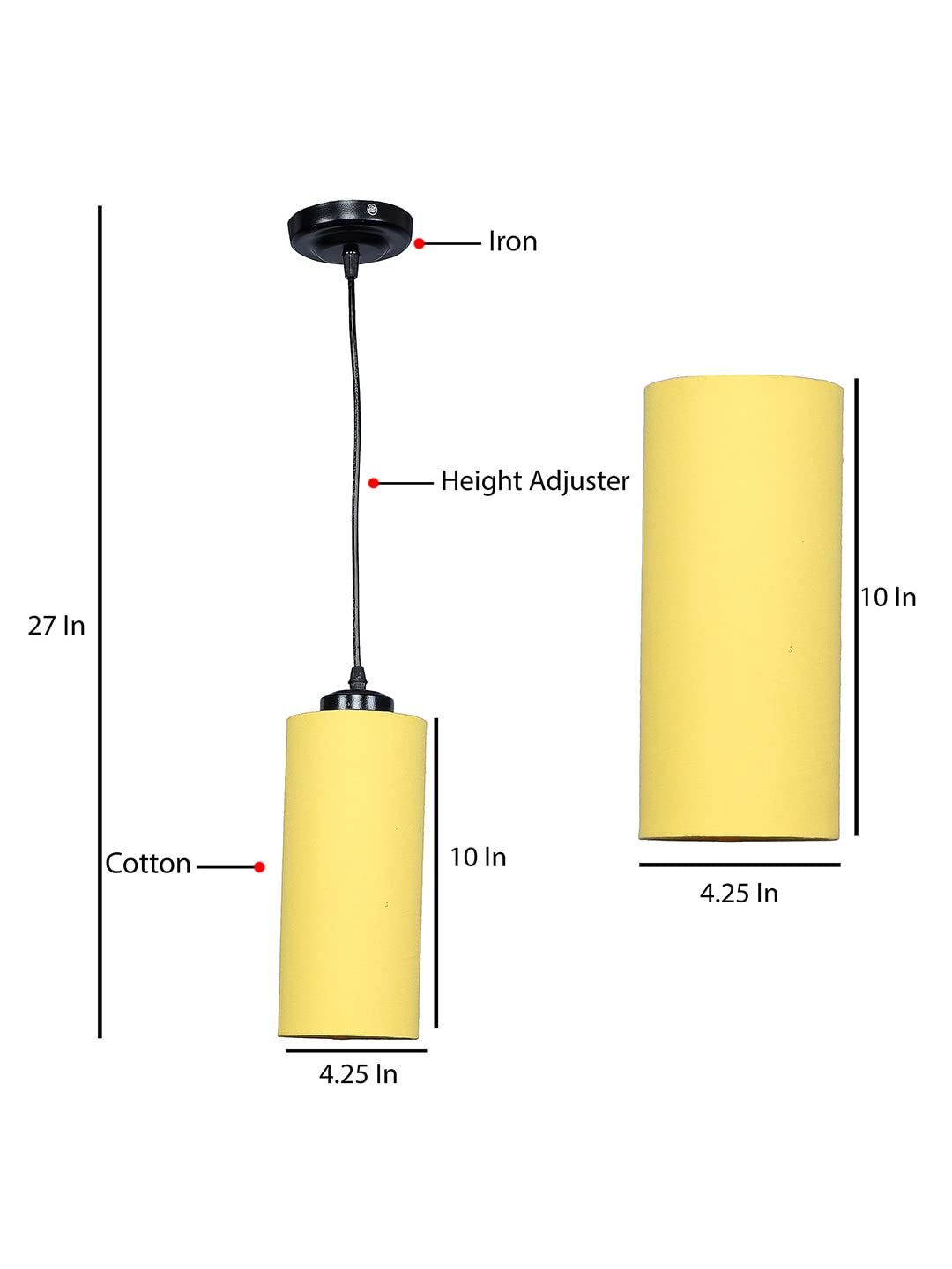 Yellow Cotton Cylindrical Hanging Lamp (SH)