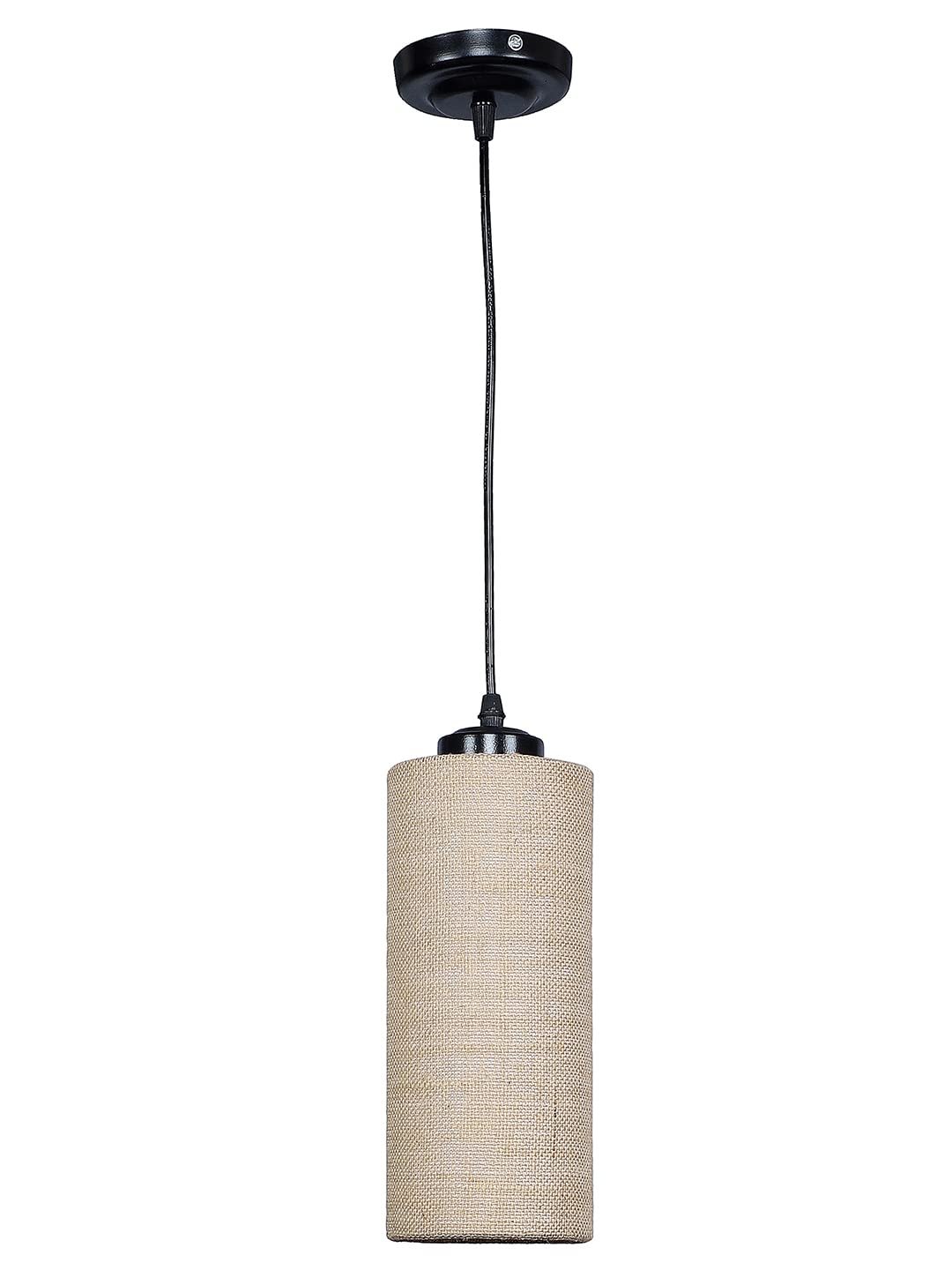 Beige Jute Cylindrical Hanging Lamp (SH08)