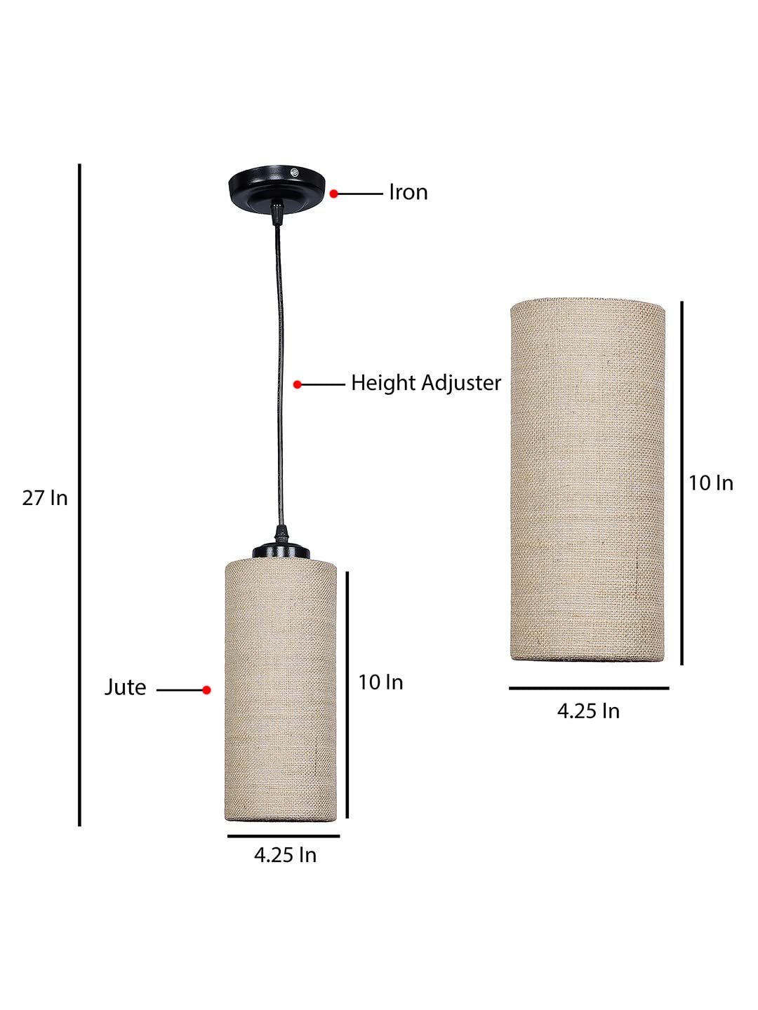 Beige Jute Cylindrical Hanging Lamp (SH08)