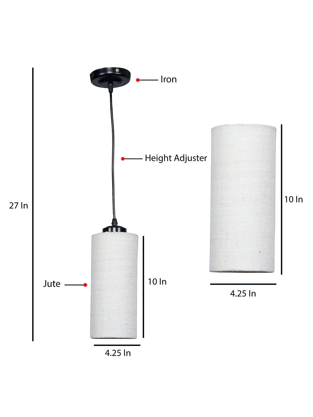 White Jute Cylindrical Hanging Lamp (SH09)