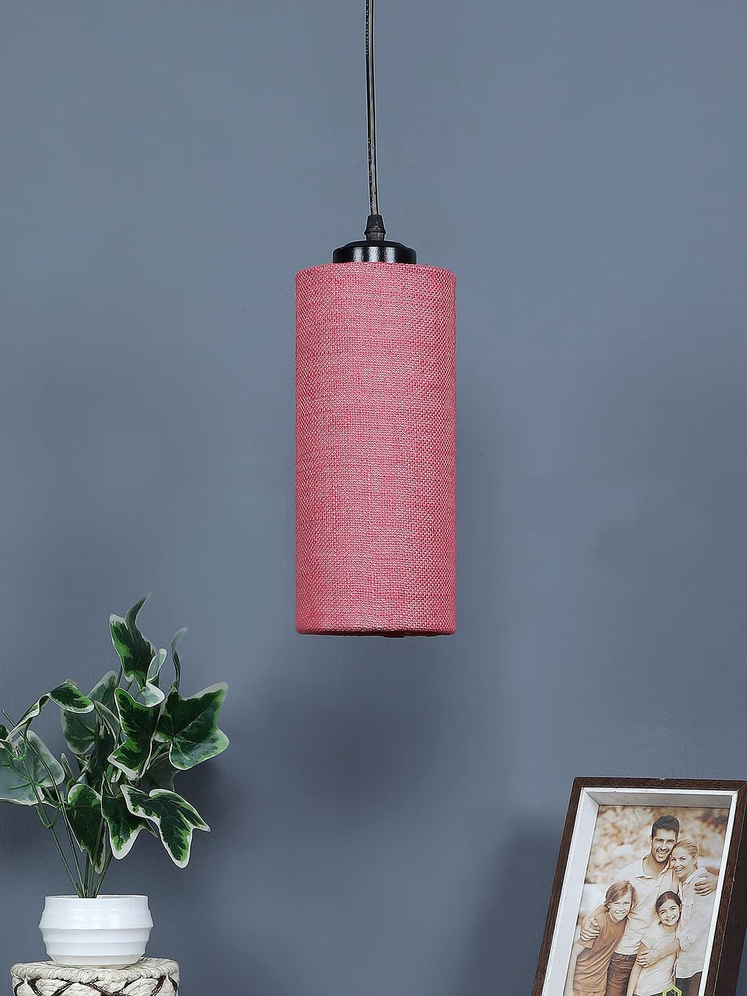 Pink Jute Cylindrical Hanging Lamp (SH10)
