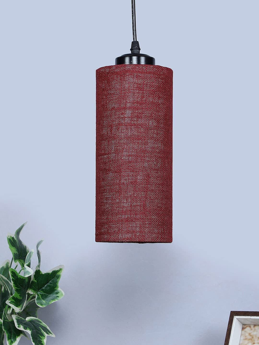 Maroon Jute Cylindrical Hanging Lamp (SH11)