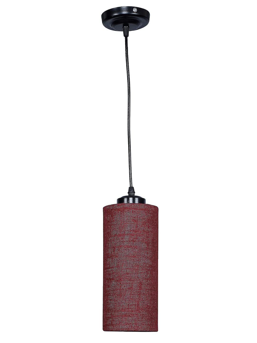 Maroon Jute Cylindrical Hanging Lamp (SH11)