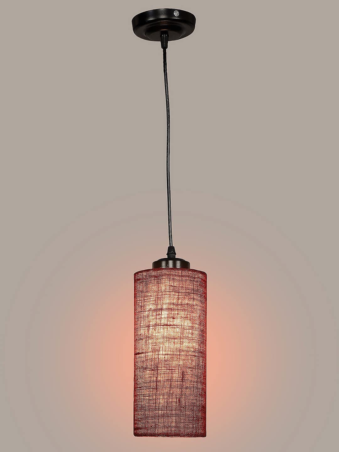 Maroon Jute Cylindrical Hanging Lamp (SH11)