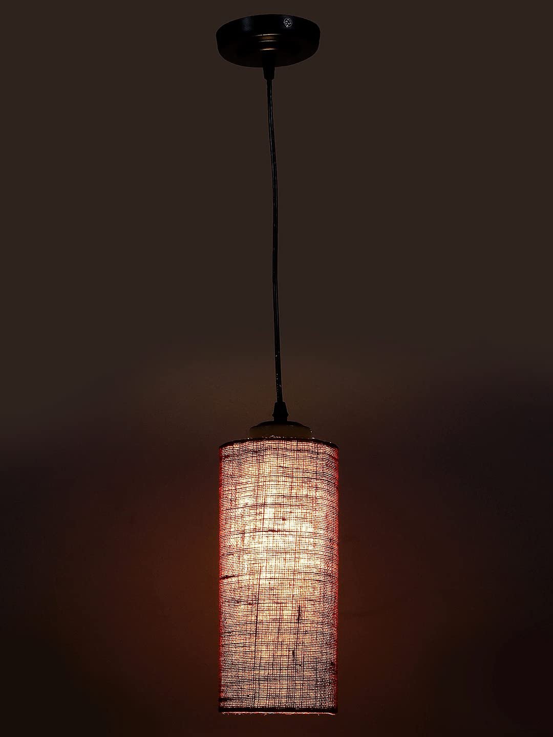 Maroon Jute Cylindrical Hanging Lamp (SH11)