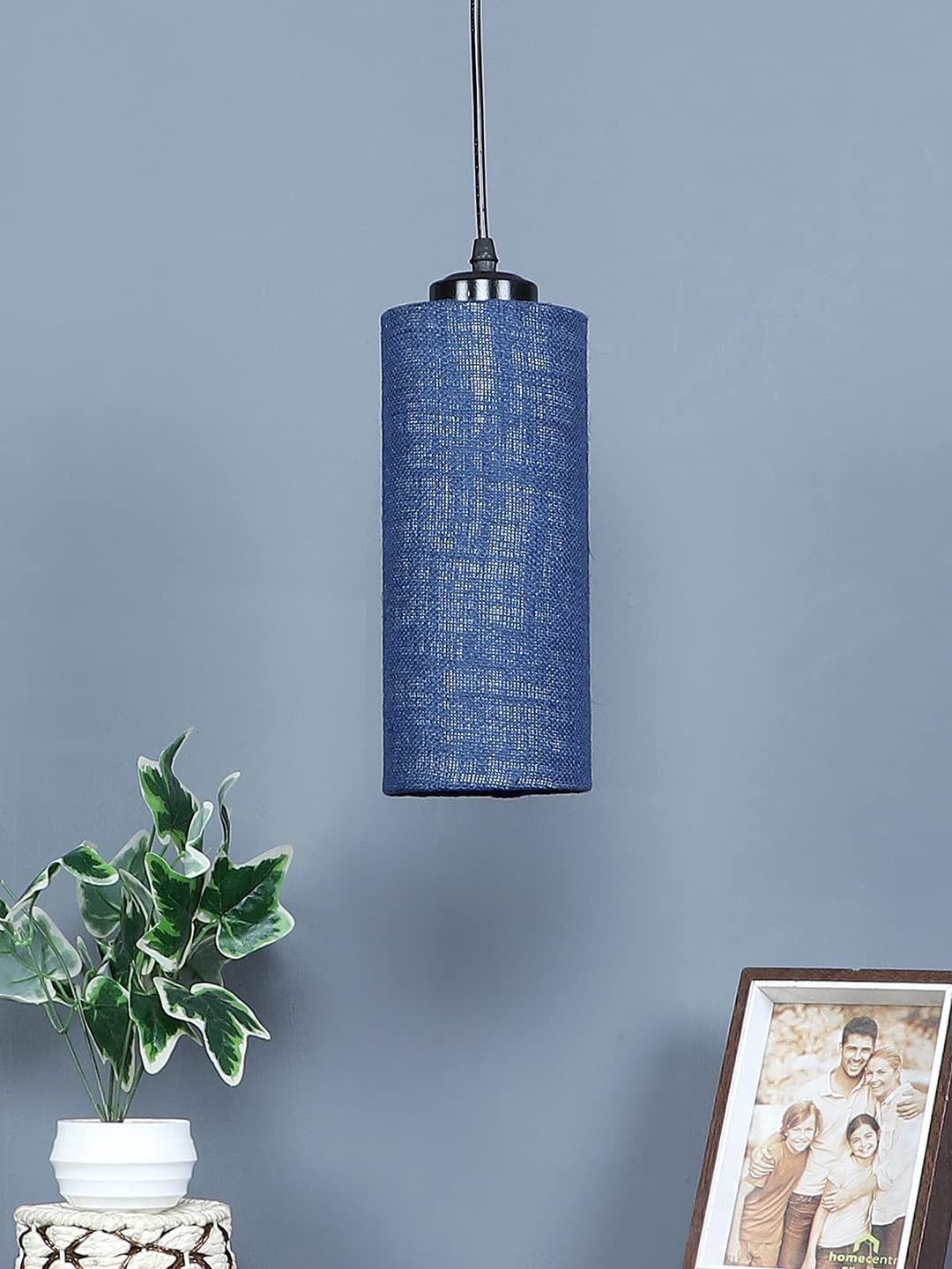 Blue Jute Cylindrical Hanging Lamp (SH12)