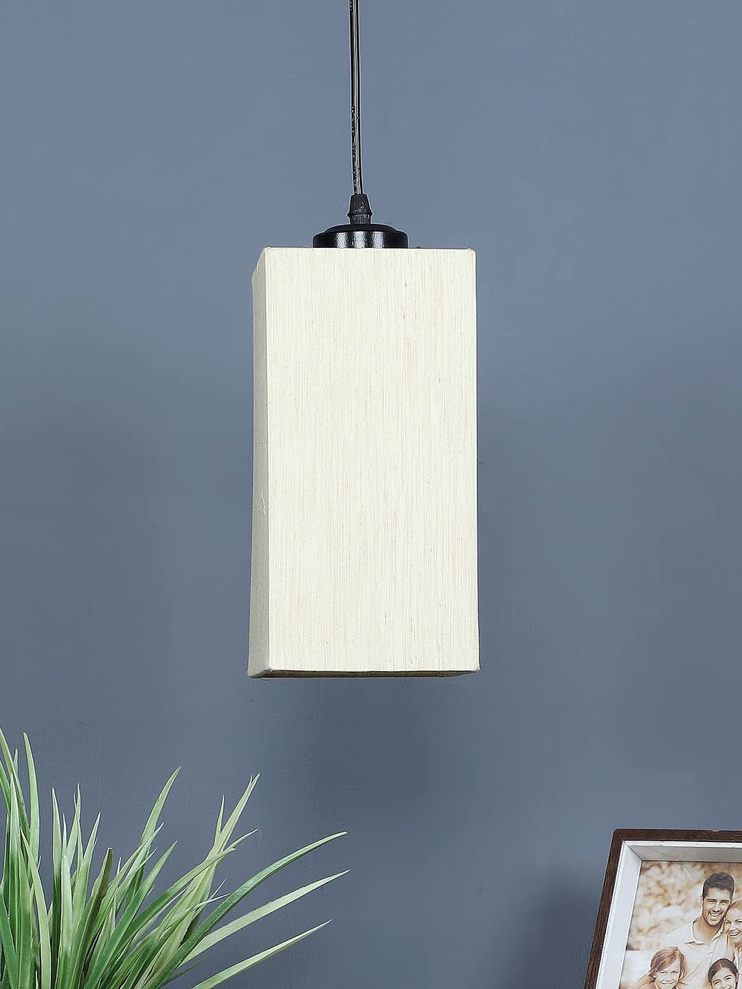Off-White Cotton Square Hanging Lamp (SH16)