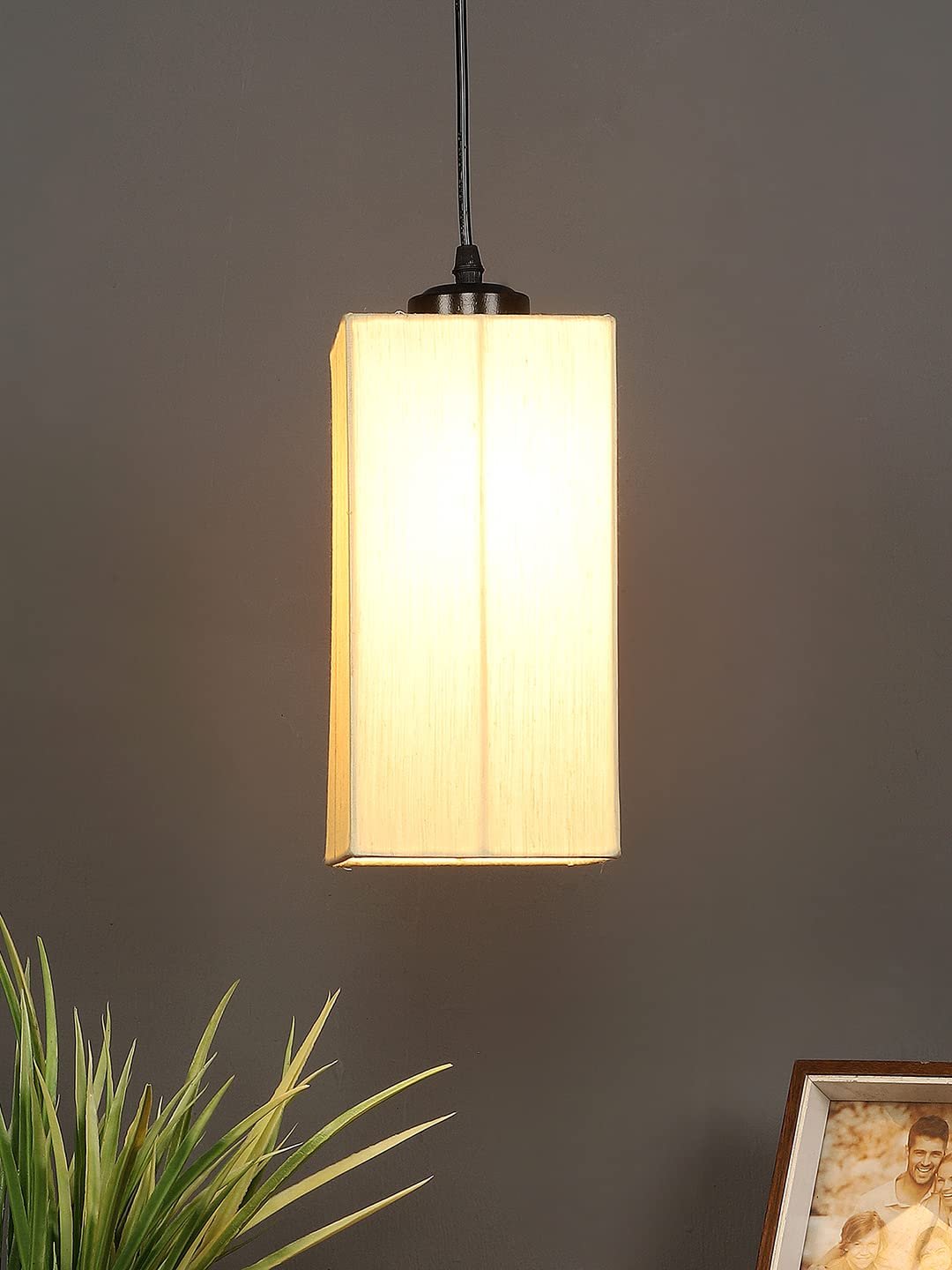 Off-White Cotton Square Hanging Lamp (SH16)