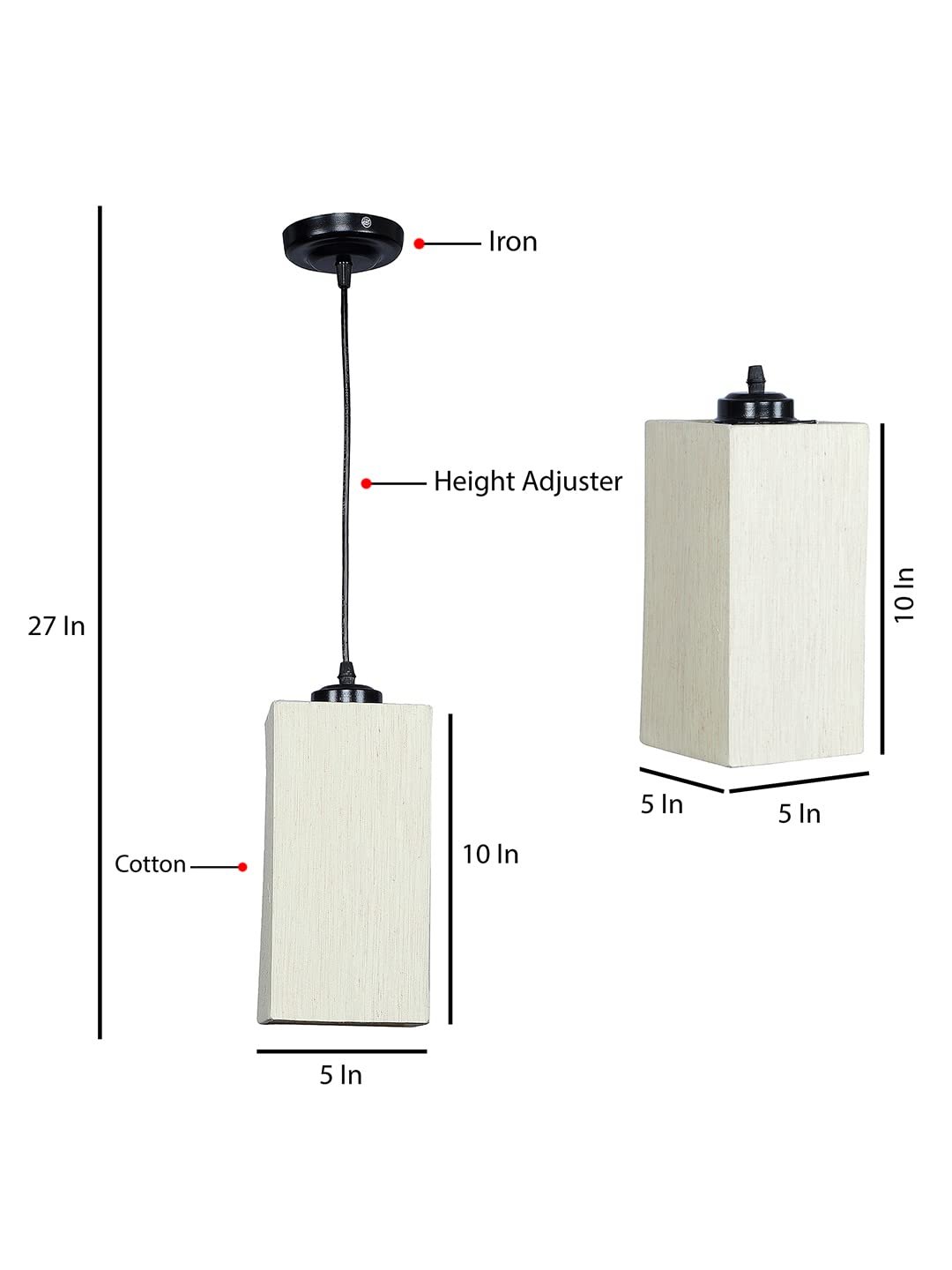 Off-White Cotton Square Hanging Lamp (SH16)