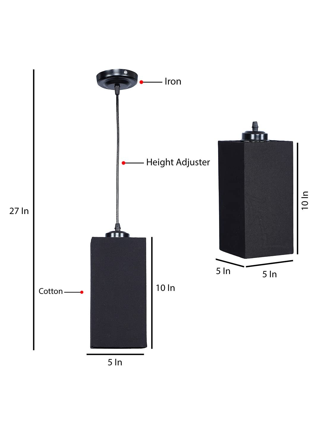 Black Cotton Square Hanging Lamp (SH17)