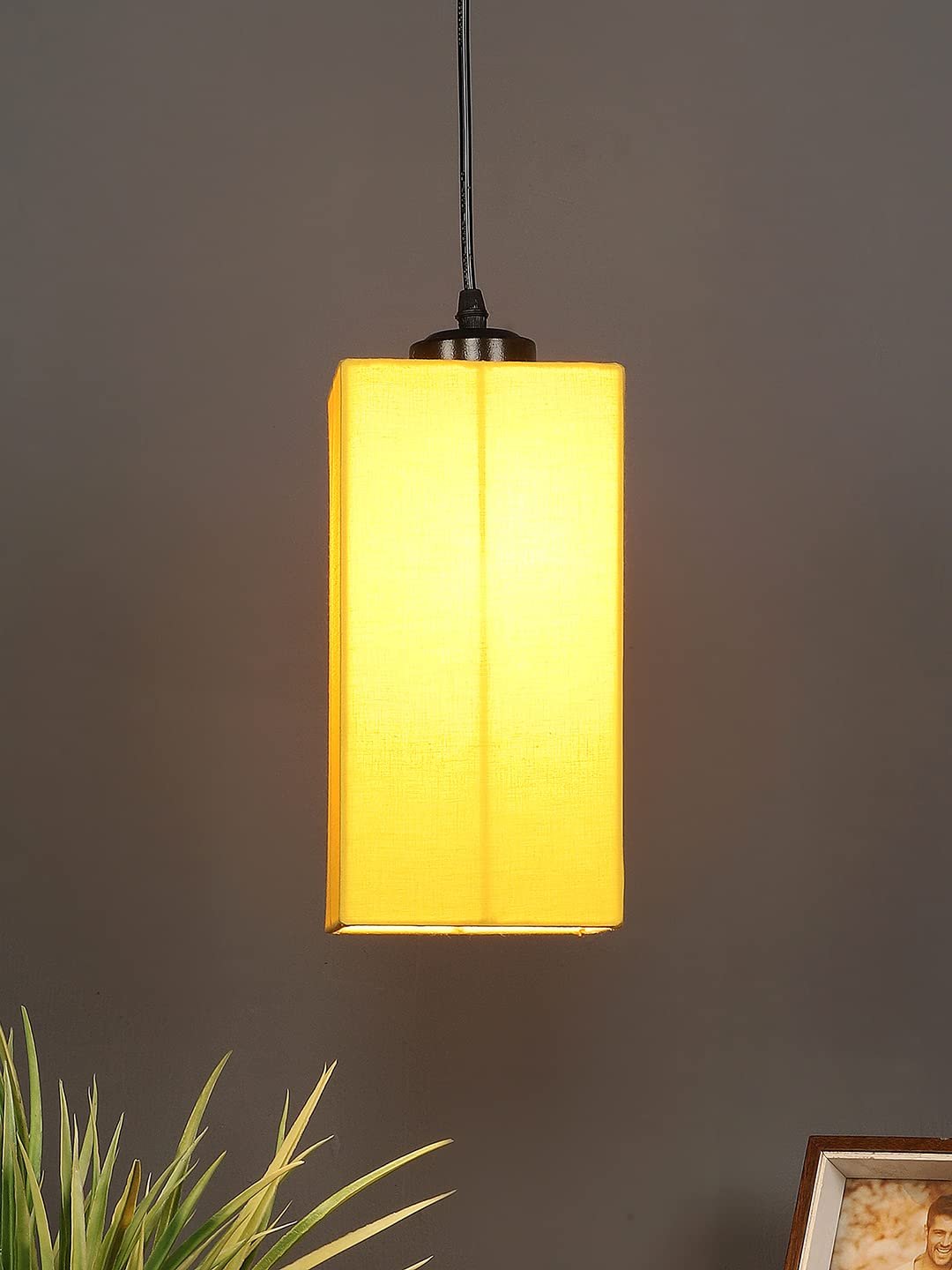 Yellow Cotton Square Hanging Lamp (SH20)