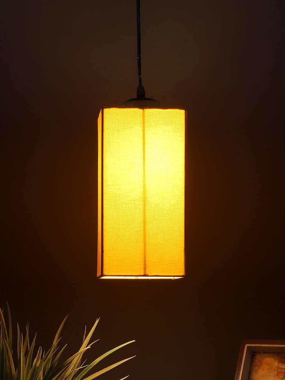 Yellow Cotton Square Hanging Lamp (SH20)