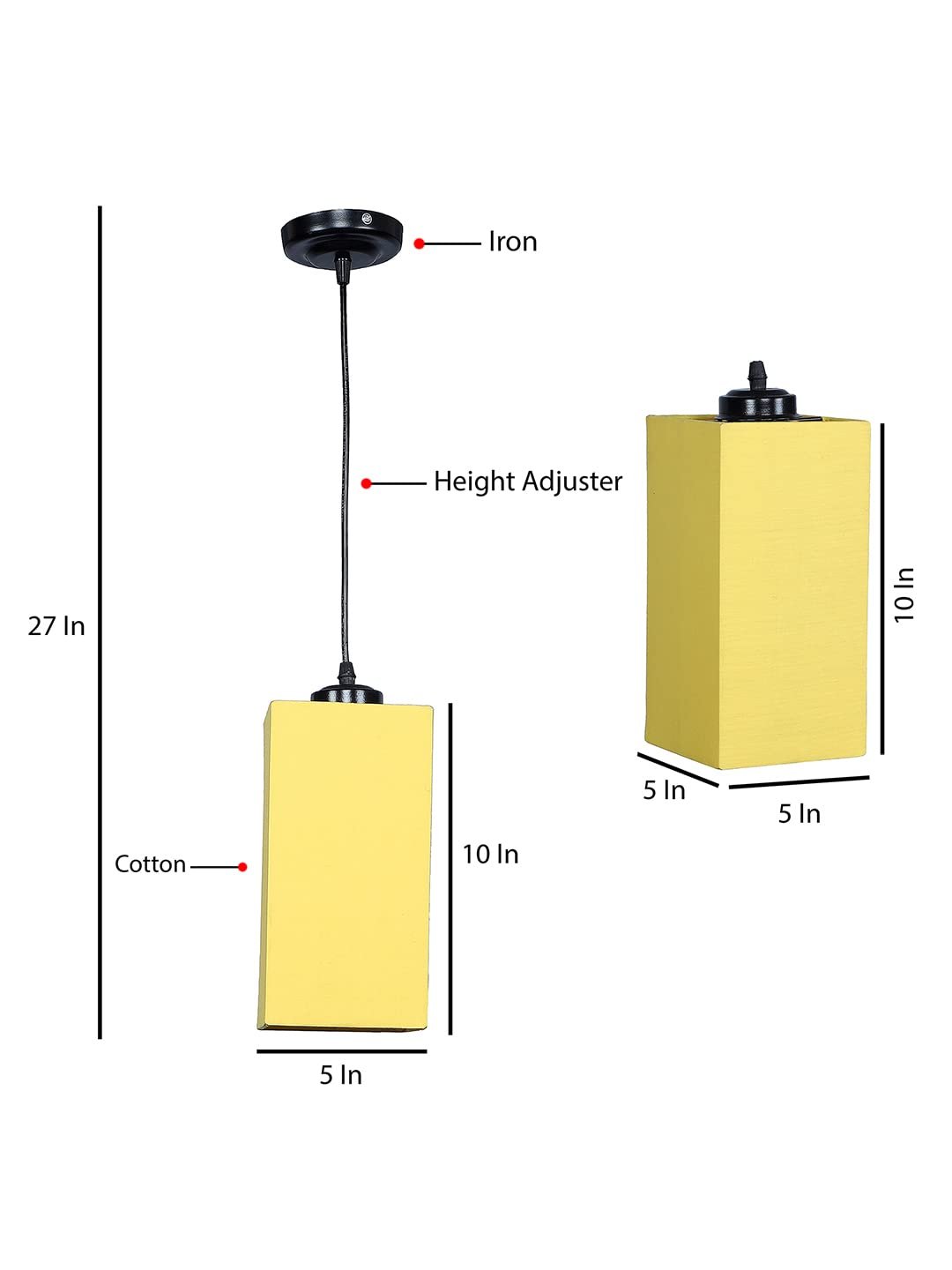 Yellow Cotton Square Hanging Lamp (SH20)