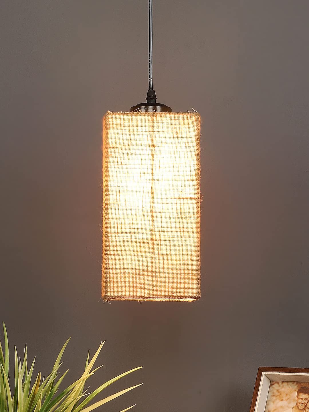 Beige Jute Square Hanging Lamp (SH23)