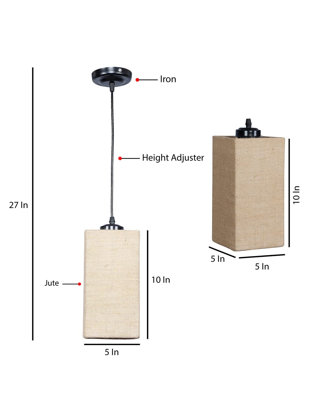 Beige Jute Square Hanging Lamp (SH23)