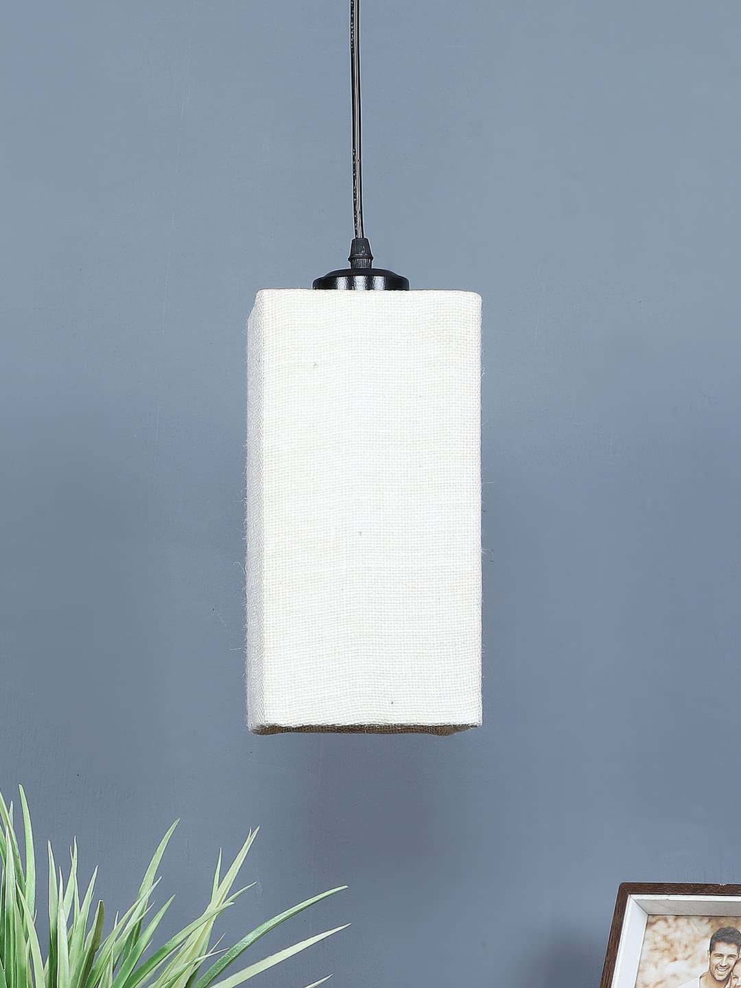 White Jute Square Hanging Lamp (SH24)