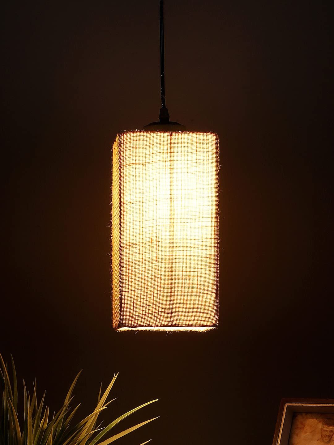 White Jute Square Hanging Lamp (SH24)