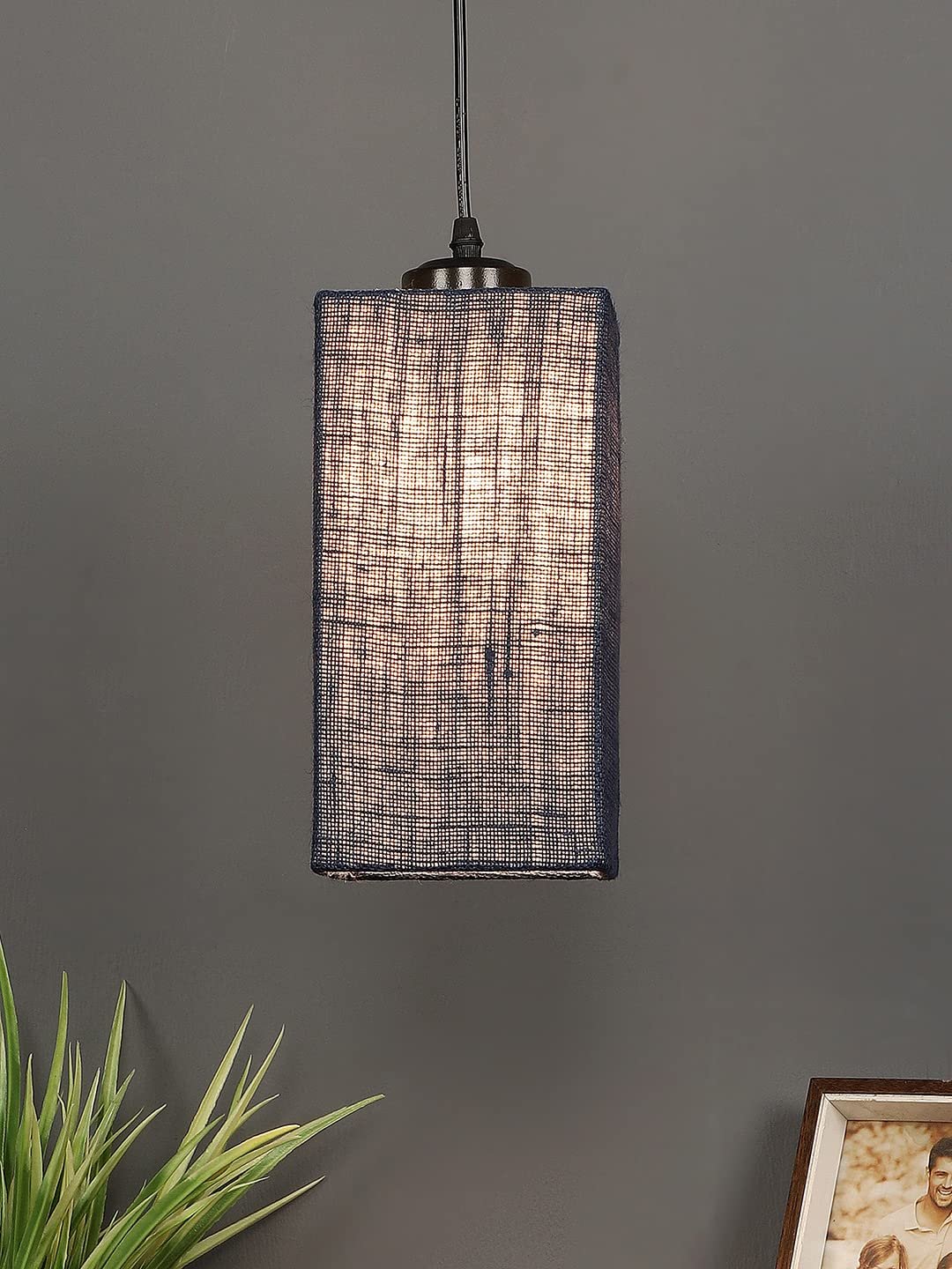 Blue Jute Square Hanging Lamp (SH27)