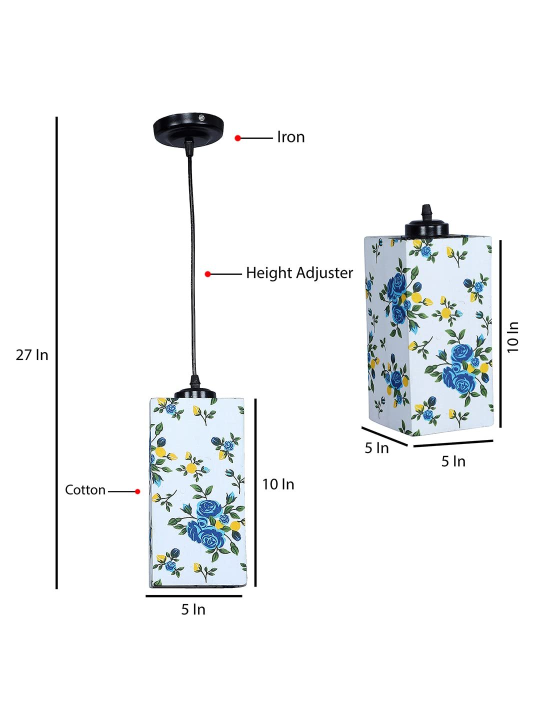 Multicolor Cotton Square Hanging Lamp (SH28)