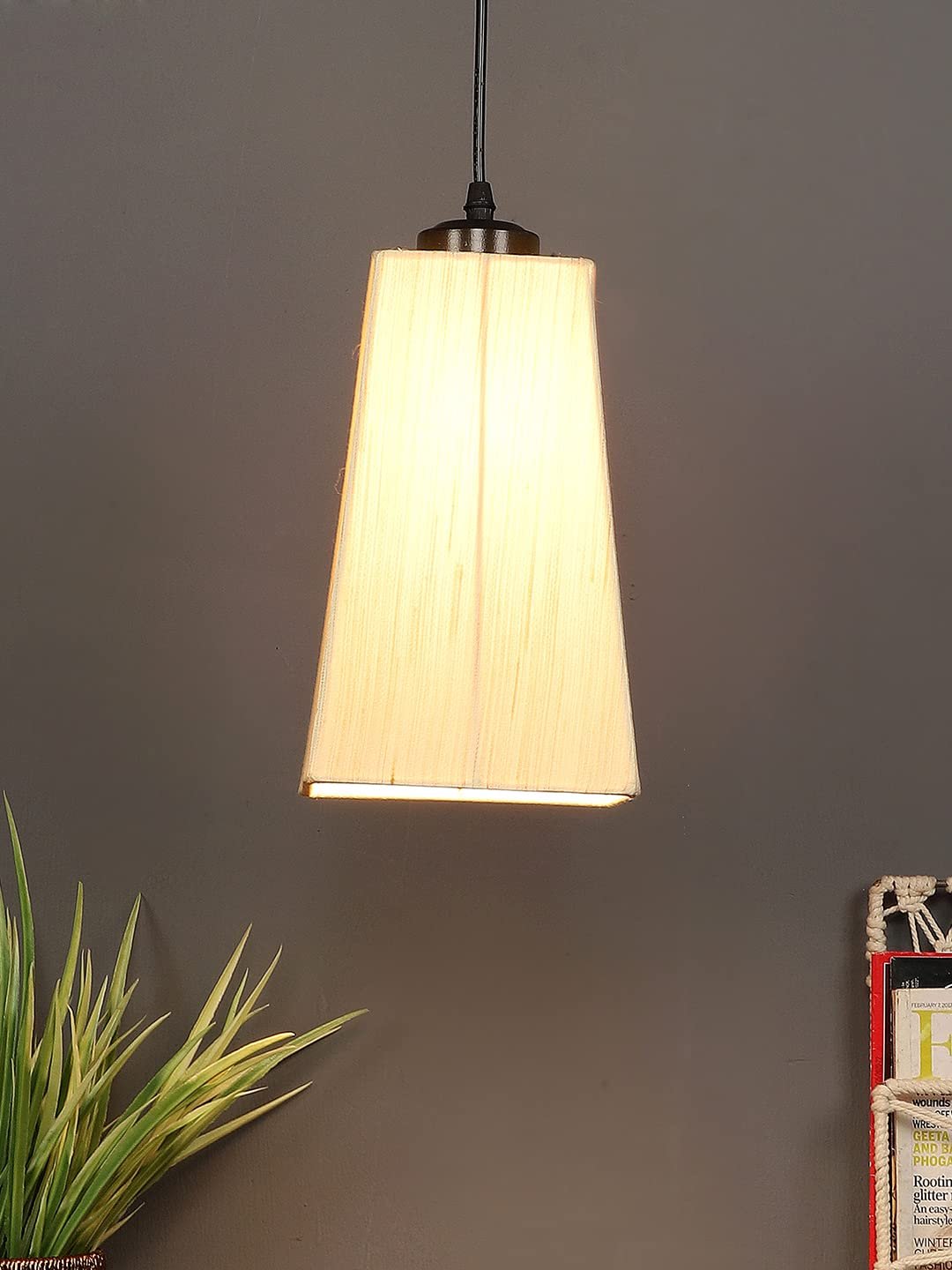 Off-White Cotton Pyramid Hanging Lamp (SH31)
