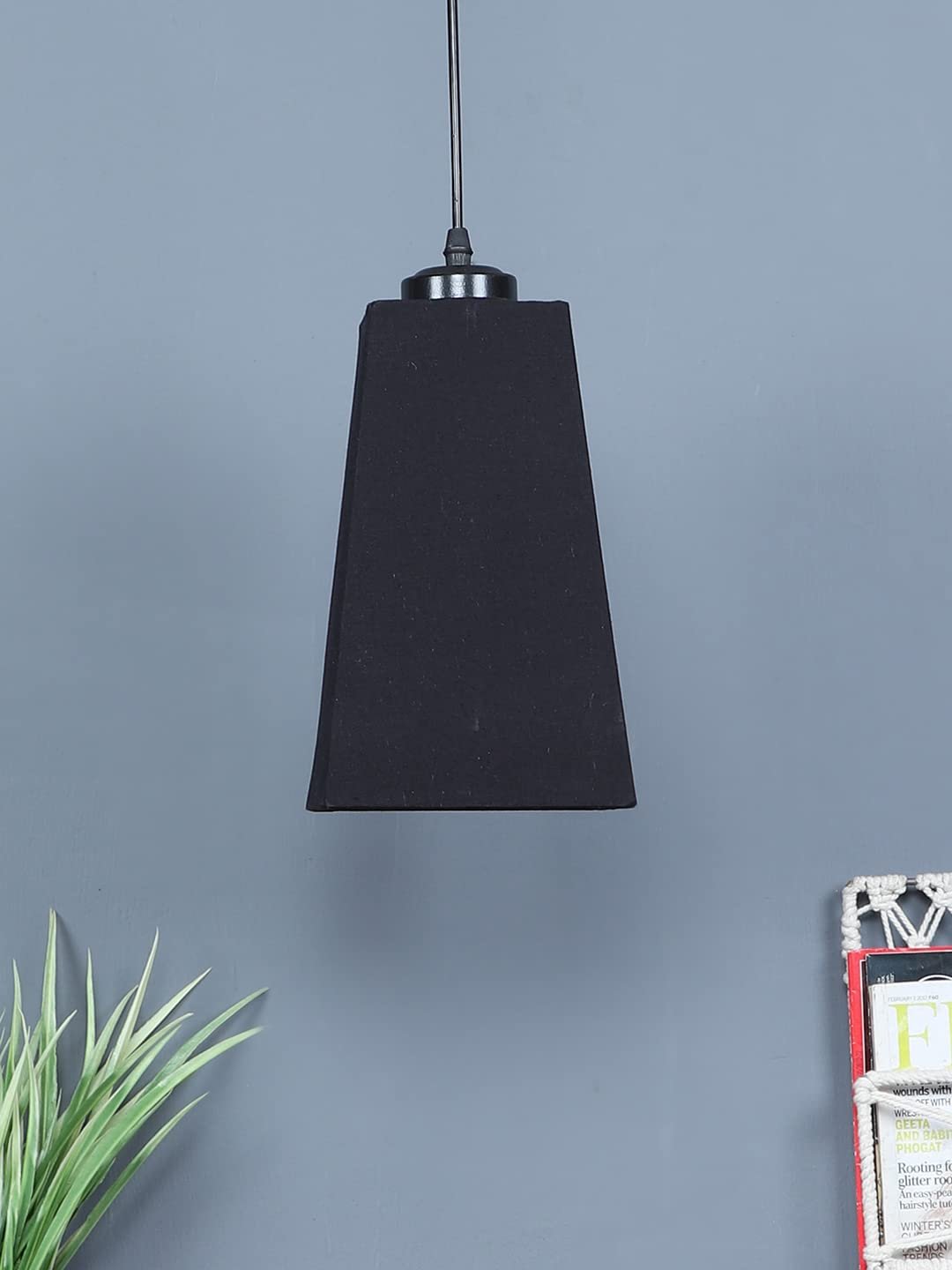 Black Cotton Pyramid Hanging Lamp (SH32)