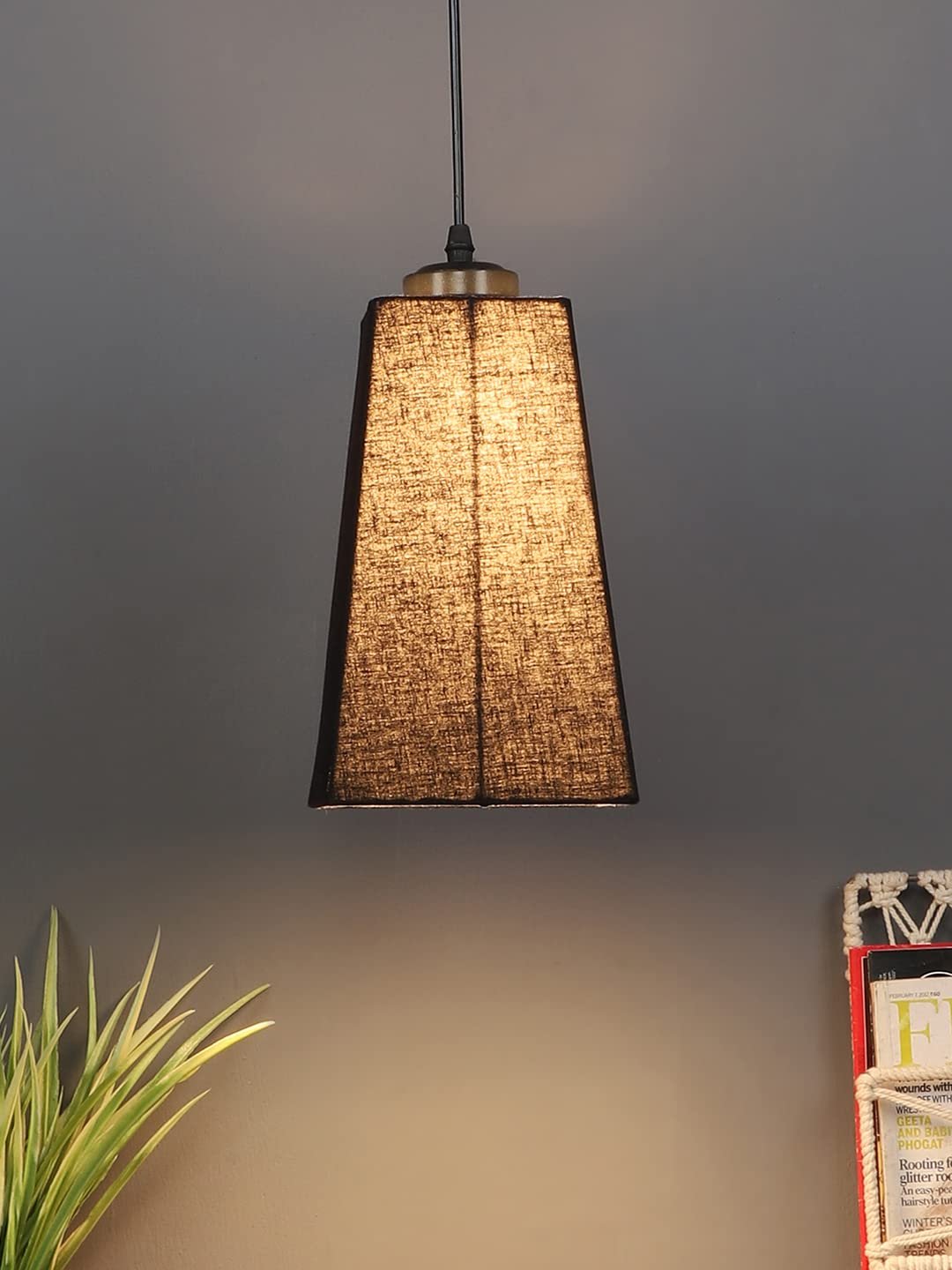 Black Cotton Pyramid Hanging Lamp (SH32)