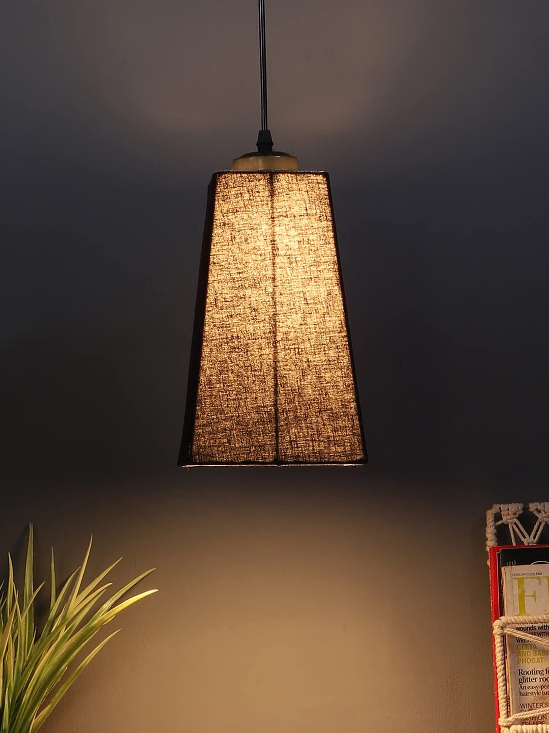 Black Cotton Pyramid Hanging Lamp (SH32)