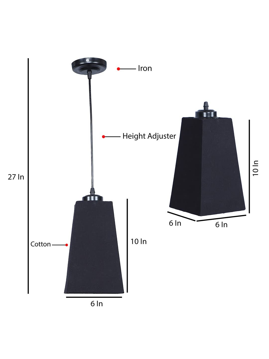 Black Cotton Pyramid Hanging Lamp (SH32)