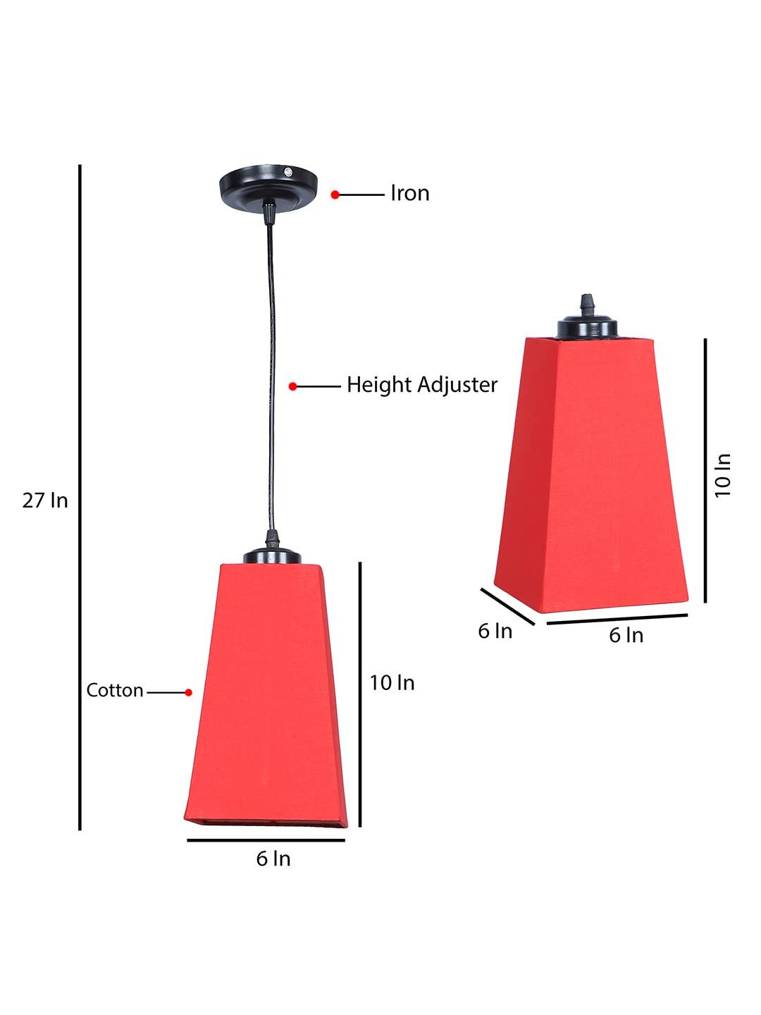 Red Cotton Pyramid Hanging Lamp (SH33)