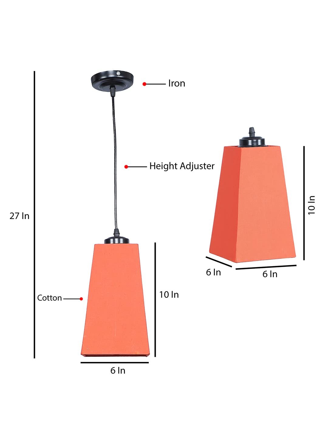 Orange Cotton Pyramid Hanging Lamp (SH34)