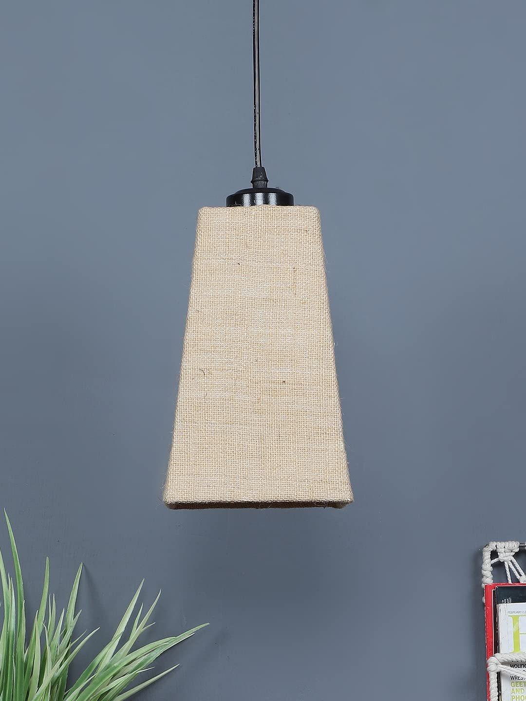 Beige Jute Pyramid Hanging Lamp (SH38)